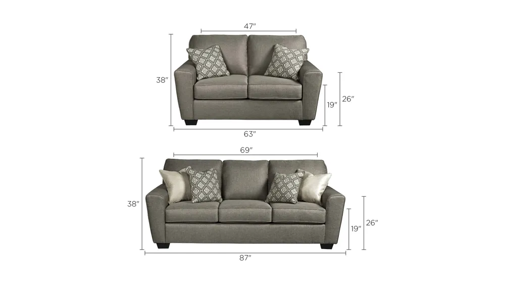 Hunnisett 2-pc. Sofa and Loveseat Set Dimensions
