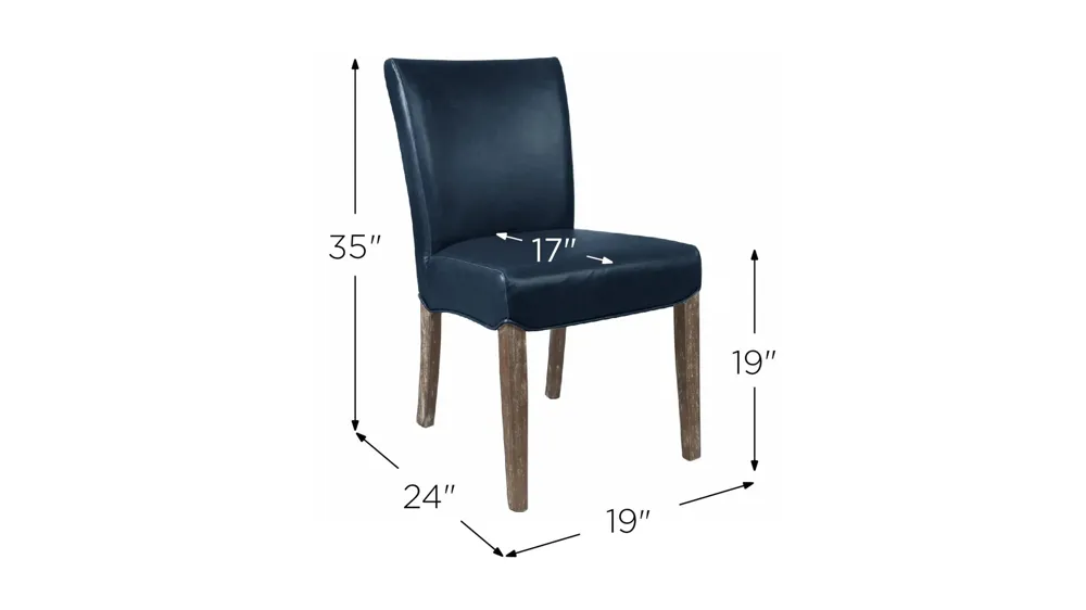 Beverly Hills Leather Dining Chair: Set of 2 Dimensions