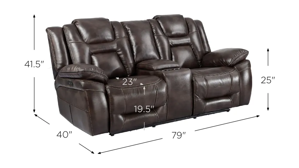 Oportuna Dual Power Loveseat Dimensions
