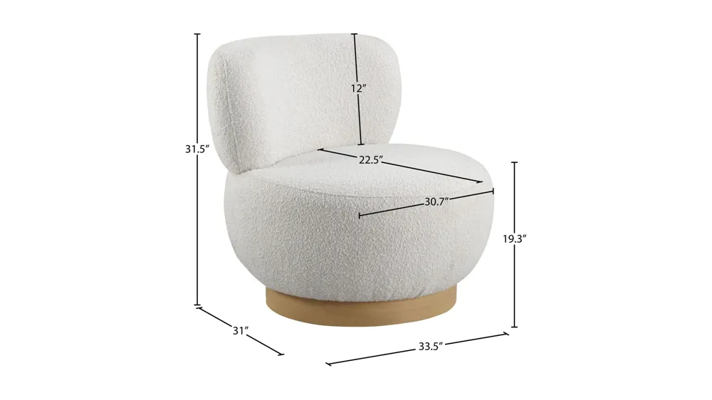 Calais Boucle Fabric Accent Chair Dimensions