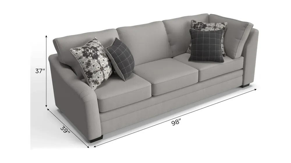Caid Chenille Left Arm Facing Sofa w/ Return Dimensions