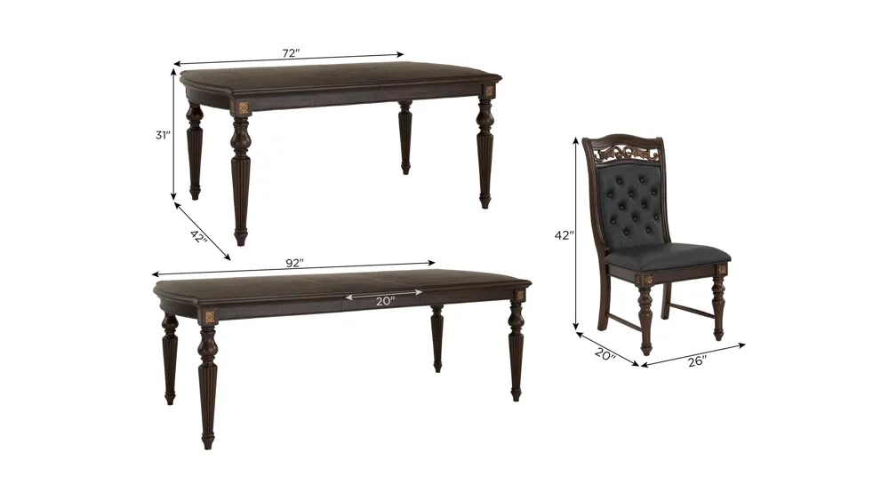 Vanderbilt 5-pc. Dining Set Dimensions