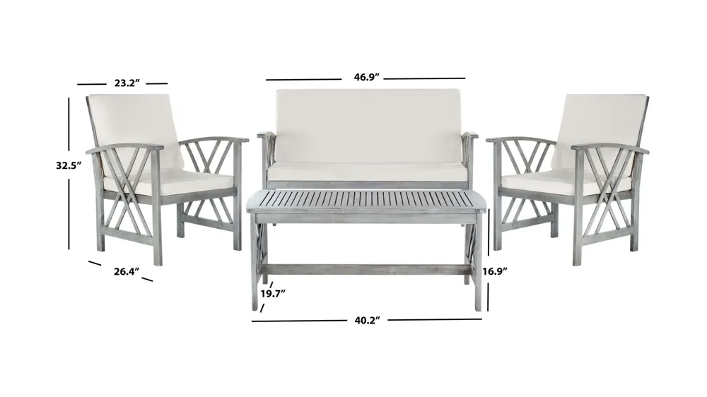 Bryce 4-pc. Patio Set Dimensions