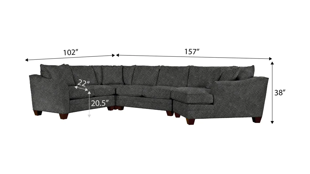 Foresthill 4-pc. Right Hand Cuddler Sectional Sofa Dimensions