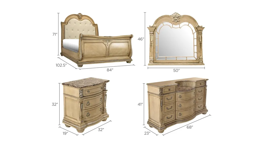 Wilshire 4-pc. Bedroom Set Dimensions