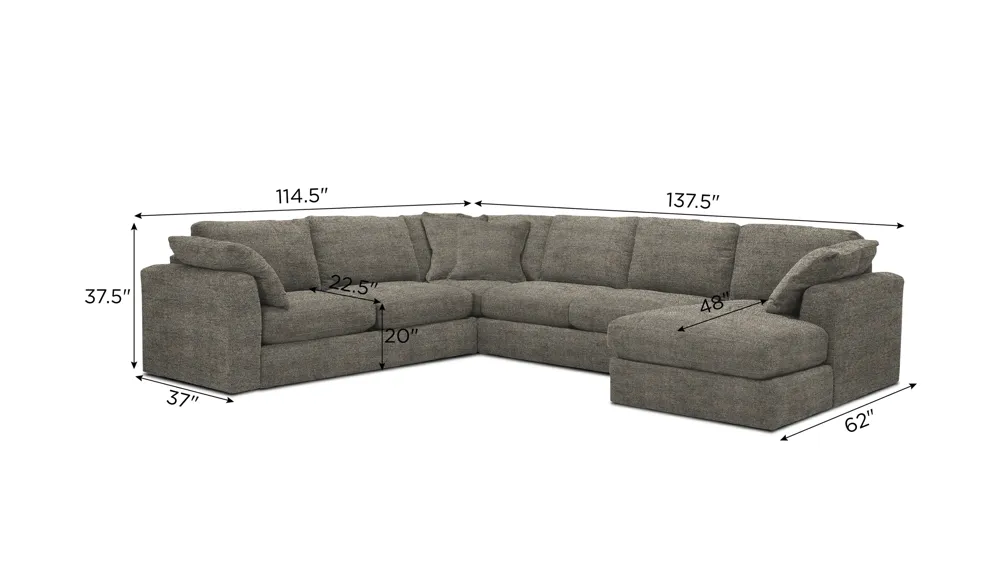 Nappily 4-pc. Sectional Dimensions