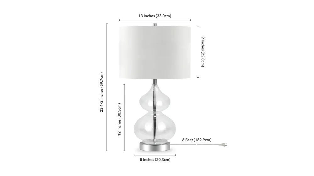 Klara Clear Glass Table Lamp Dimensions