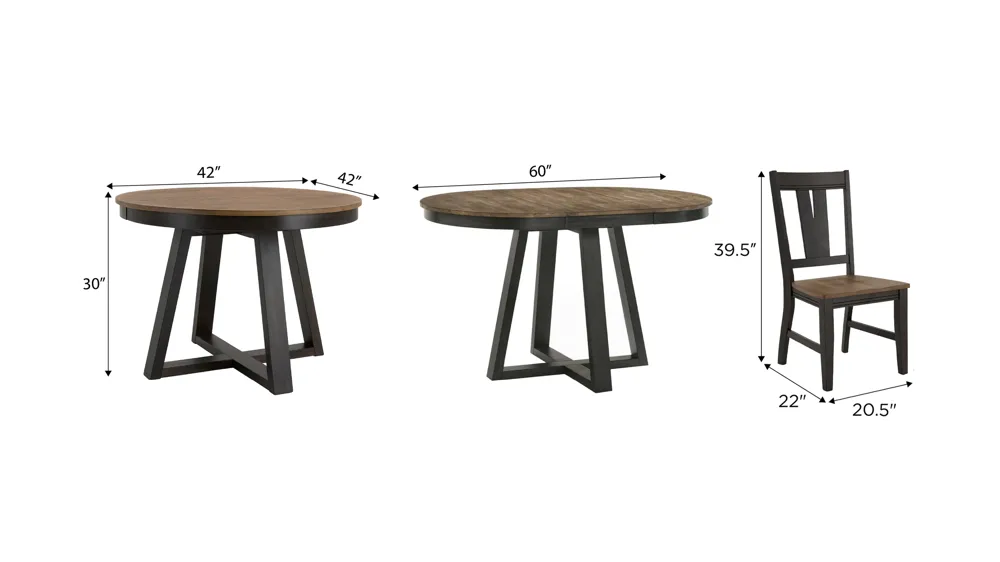 Foster 5-pc. Dining Set (4 Splat Back Chair) Dimensions