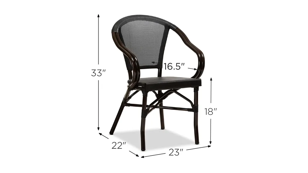 Artus Outdoor Stackable Bistro Dining Chair Dimensions