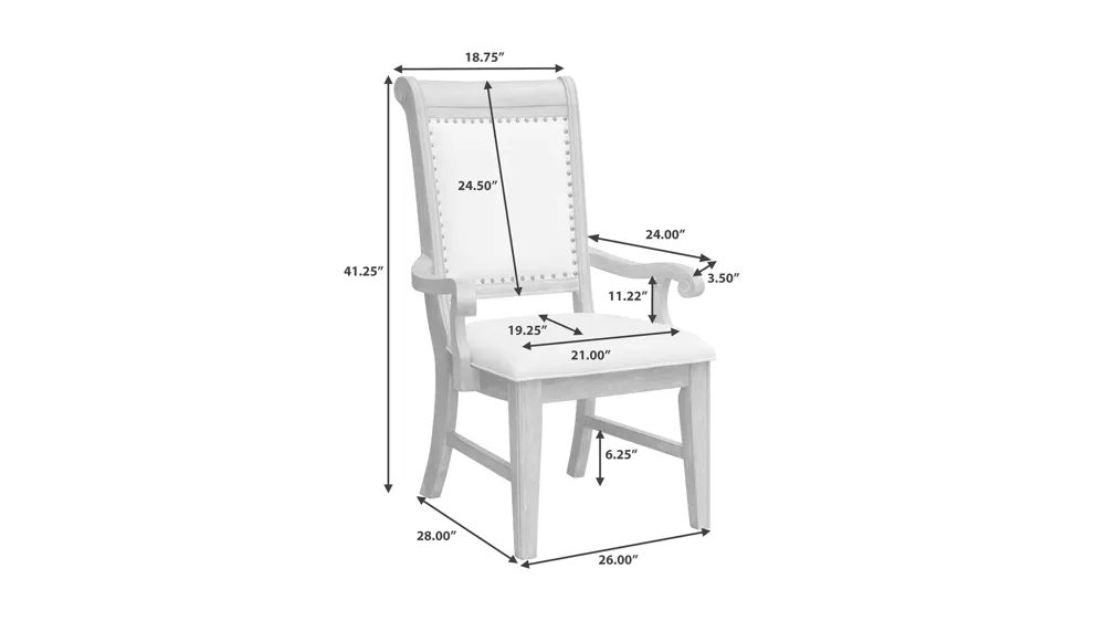 Lawson's Creek Upholstered Arm Chair Dimensions