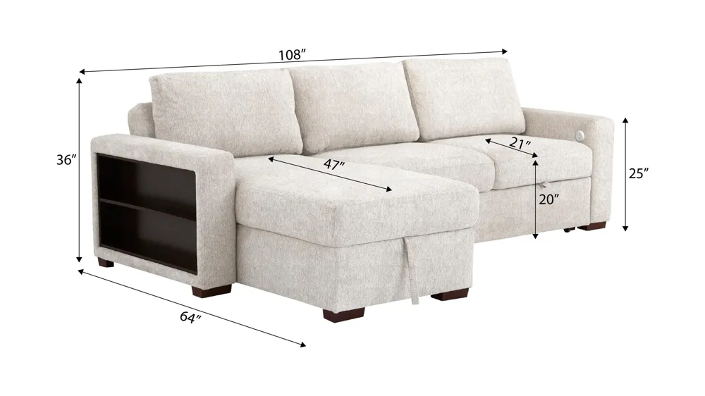 Juniper 3-pc. Sofa Chaise Dimensions