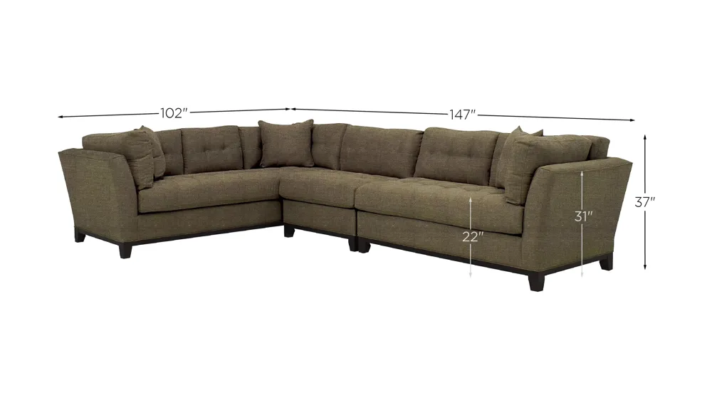 Cityscape 3-pc. Sectional Dimensions