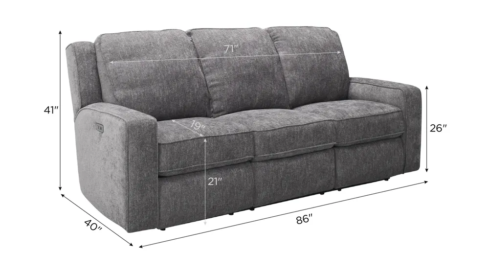Reese Power Sofa w/ Power Headrest Dimensions