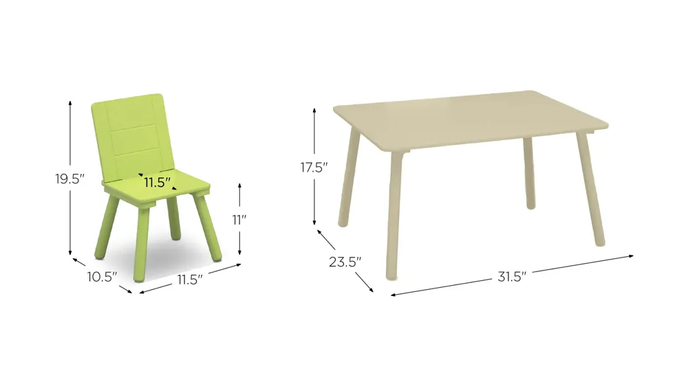 Table and Four Chair Set by Delta Children Dimensions