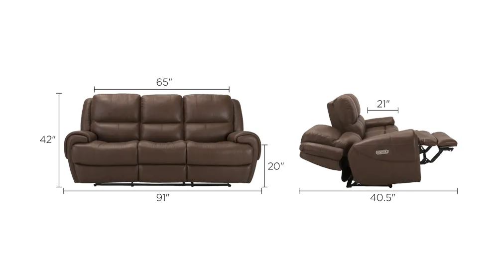 Colvin Leather Power-Reclining Sofa Dimensions