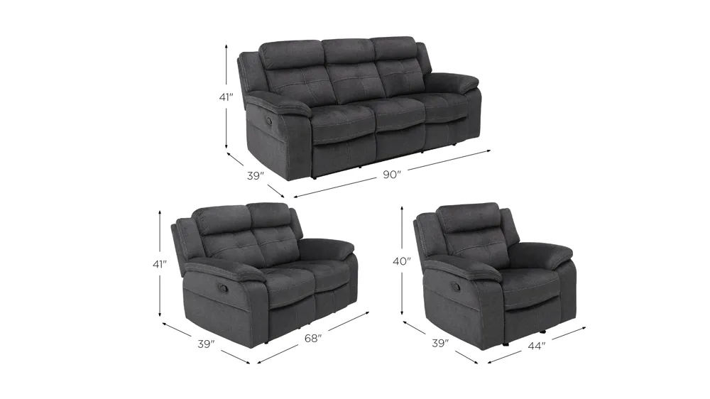 Lugano Living Room Set Dimensions