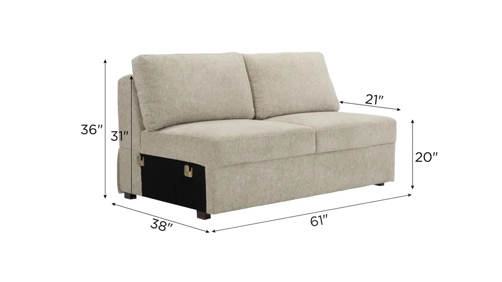 Juniper Armless Loveseat Dimensions