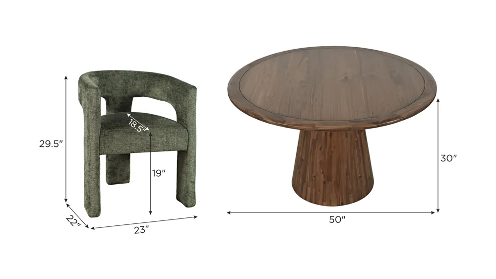Gwen Dining Set -5pc. Dimensions