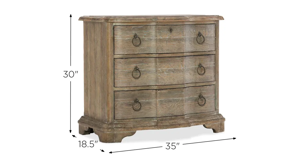Boheme Three-Drawer Nightstand Dimensions