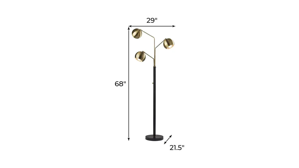 Emerson 3-Light Floor Lamp Dimensions