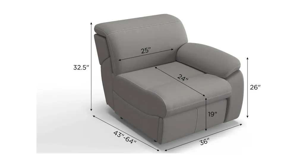 Enbright Microfiber Right Arm Facing Power Recliner w/ Ratchet Headrest Dimensions