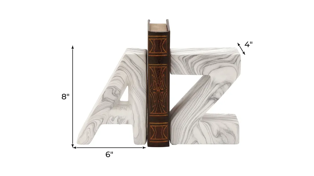 Ivy Collection A Z Text Bookends Set Dimensions