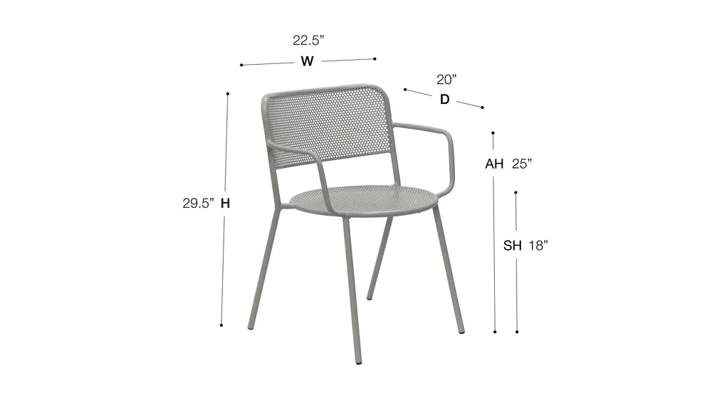 Nansen Outdoor Armchair - Set of 2 Dimensions