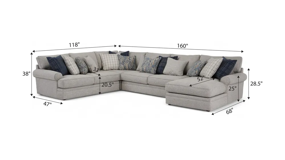 Nelson 4-pc. Sectional Dimensions