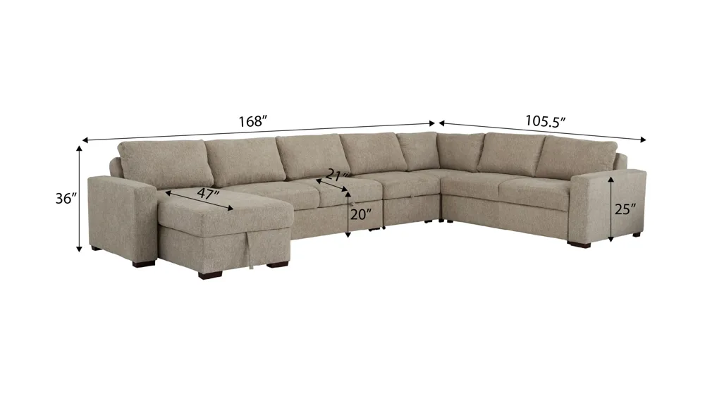 Juniper 6-pc. Sectional Dimensions