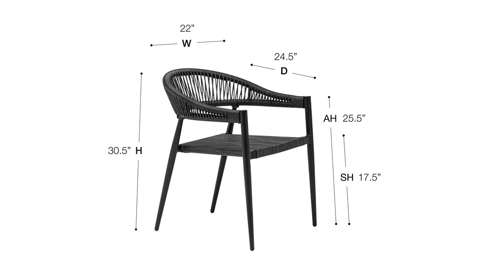 Iselin Stacking Armchair - Set of 2 Dimensions