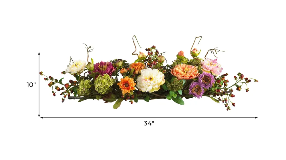Mixed Peony Centerpiece Silk Flower Arrangement Dimensions
