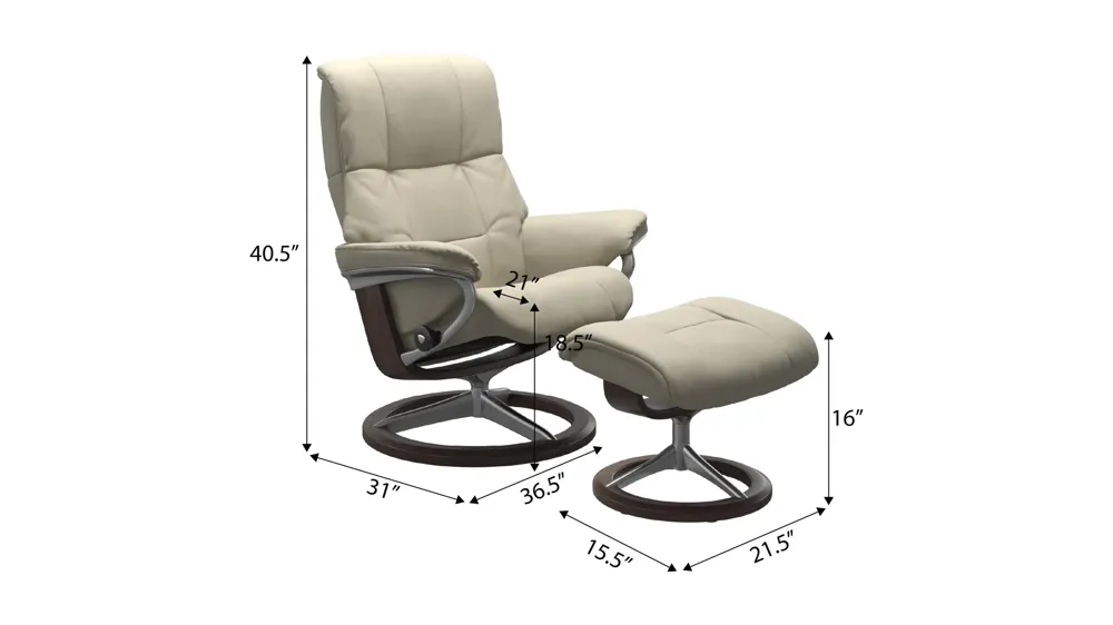 Mayfair Large Signature Chair w/ Ottoman Dimensions