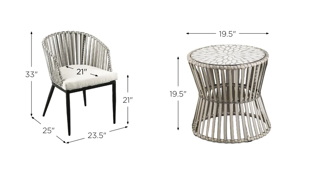 Gibson 3-pc. Outdoor Set Dimensions