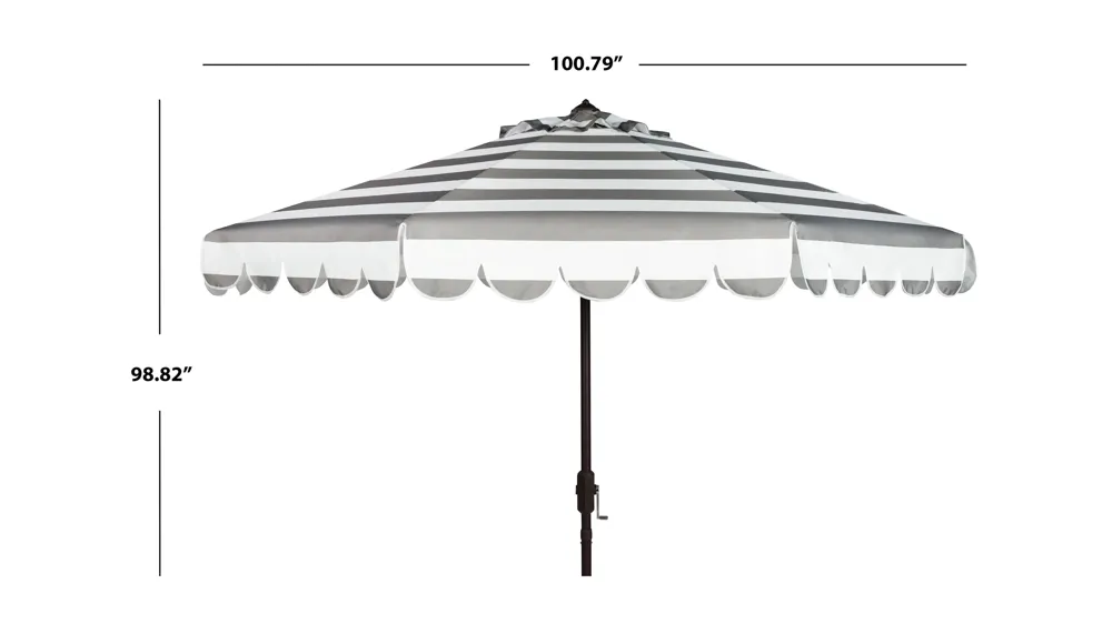 Muriel Single Scallop Striped 9 ft Crank Push Button Tilt Umbrella Dimensions
