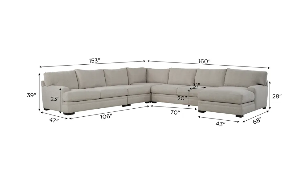 Bayside 5-pc. Sectional Dimensions