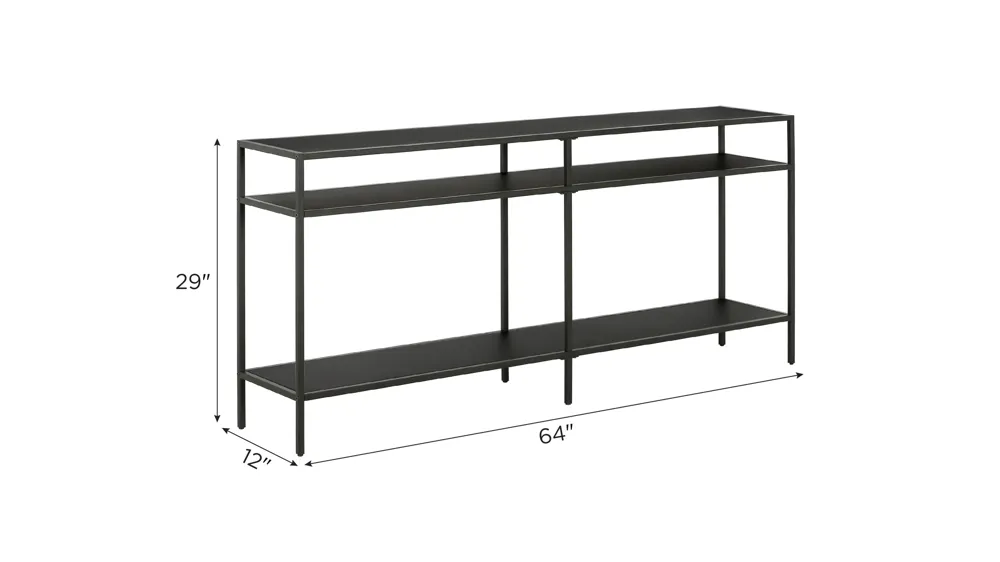 Paulino 64" Rectangular Accent Table with Metal Shelves Dimensions