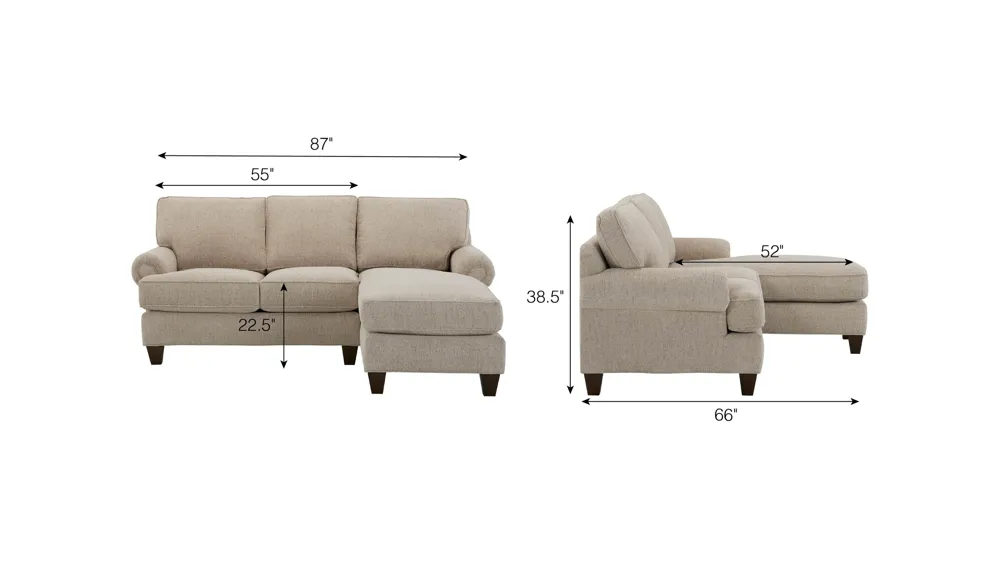Crestwood 2-pc. Sofa Chaise Dimensions