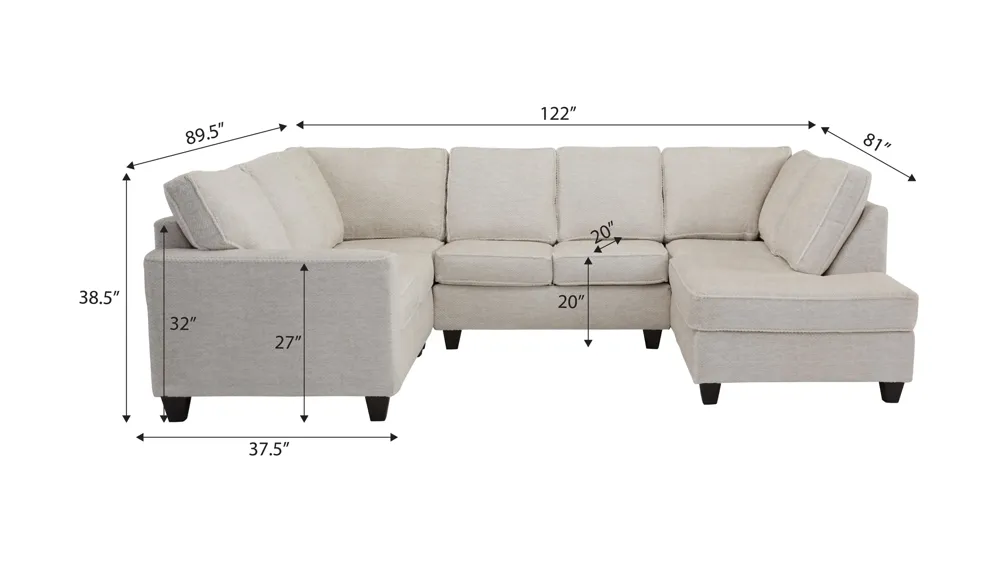 Dune 4-pc. Sectional Dimensions