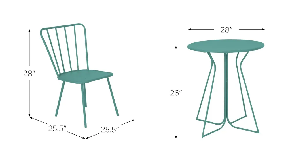 Novogratz Poolside Gossip Outdoor Heidi 3-pc. Bistro Set Dimensions