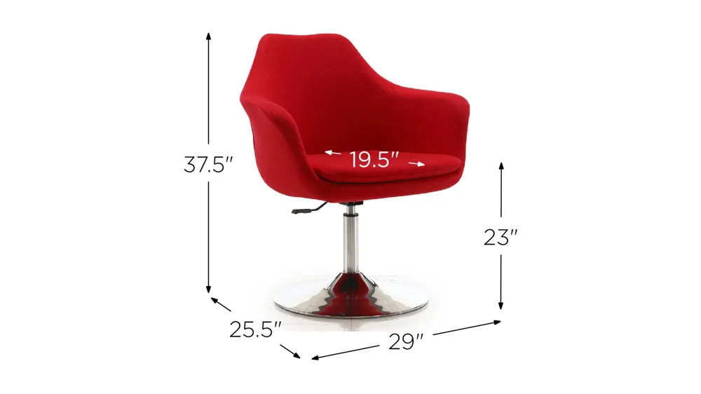 Kinsey Adjustable Height Swivel Accent Chair (Set of 2) Dimensions
