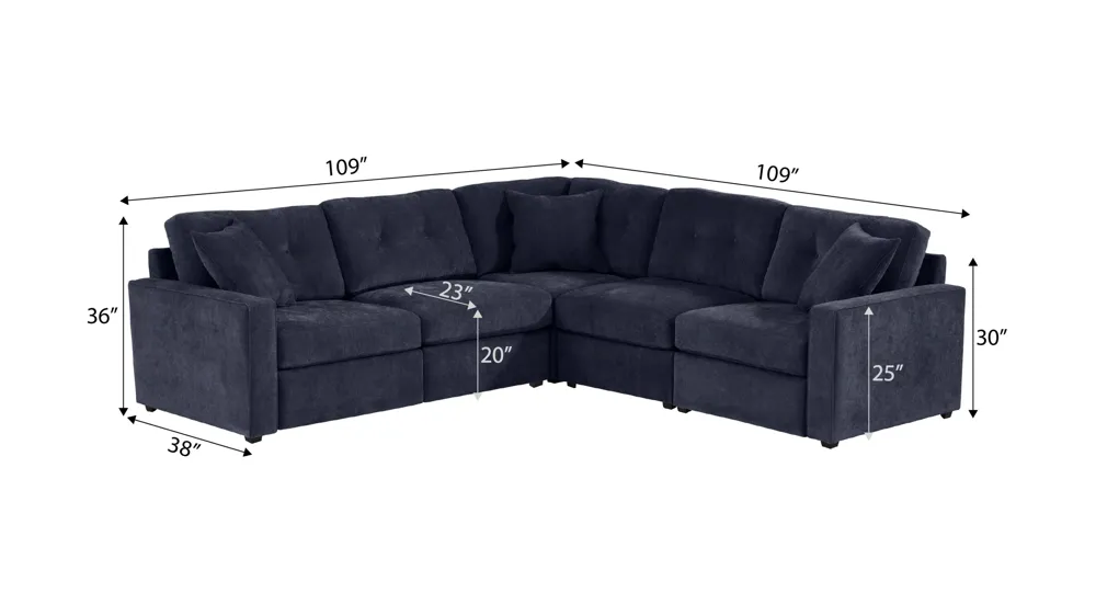 ModularOne 5-pc. Power Sectional Dimensions