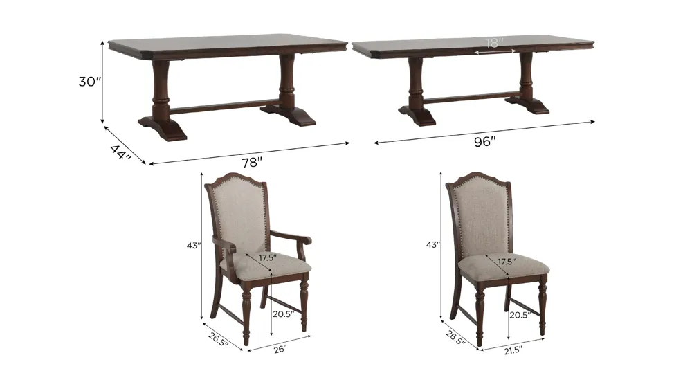 Winchester 7-pc. Dining Set Dimensions