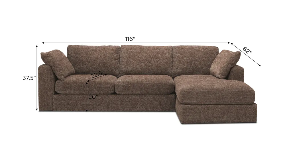 Nappily 2-pc. Sectional Dimensions