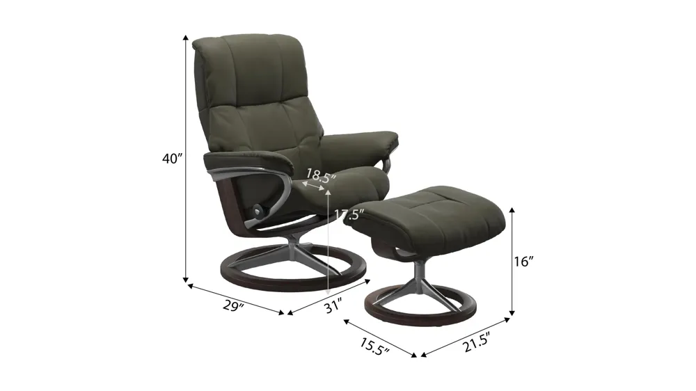 Mayfair Small Signature Chair w/ Ottoman Dimensions