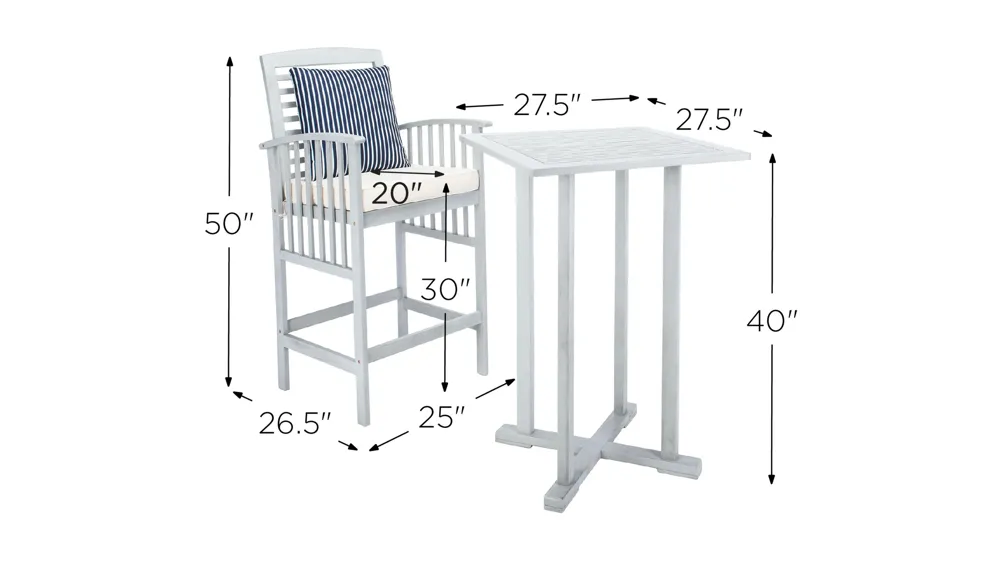 Davies 3-pc. Outdoor Pub Table Set Dimensions