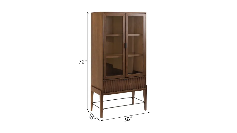 Delray Glass Door Bookcase Dimensions