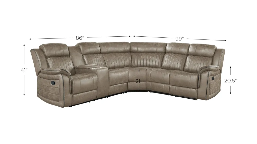 Spivey 3-pc. Reclining Sectional Dimensions