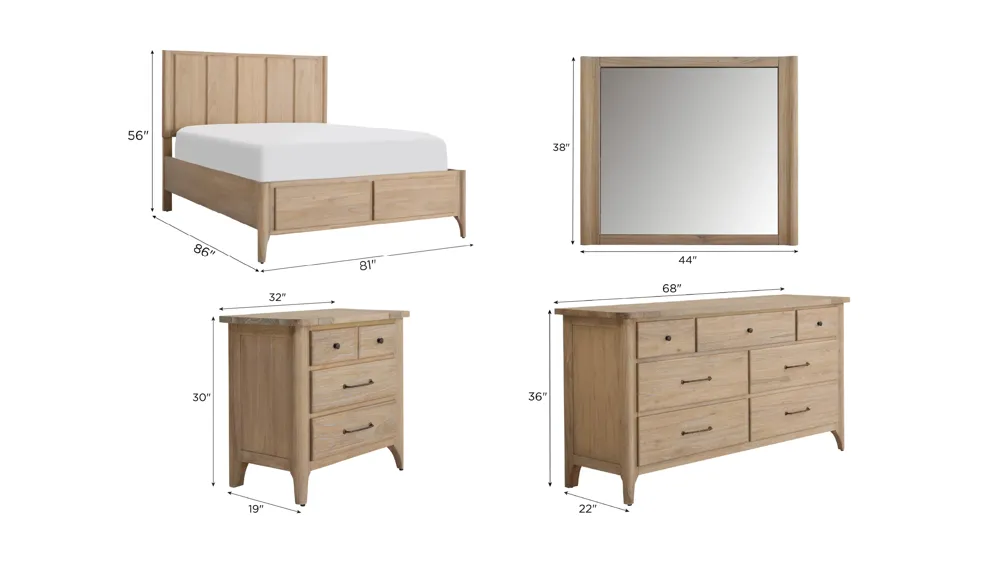 Savannah 4pc. Panel Bedroom Set Dimensions