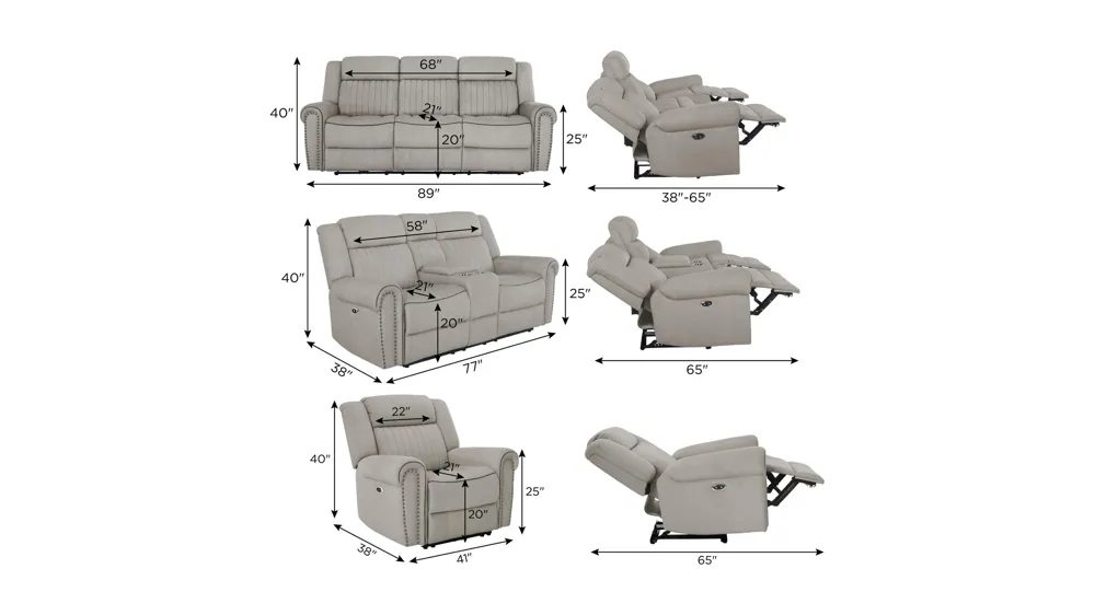 Harrison Living Room Set Dimensions