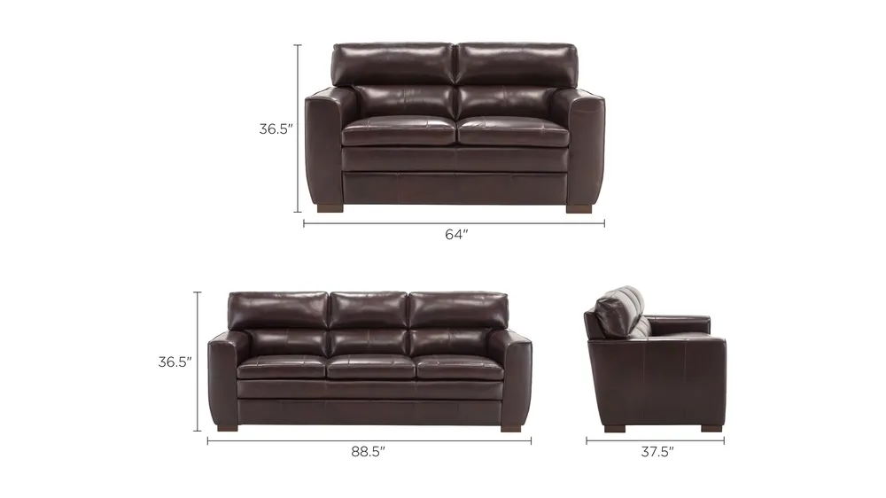 Leo 2-pc. Sofa and Loveseat Set Dimensions